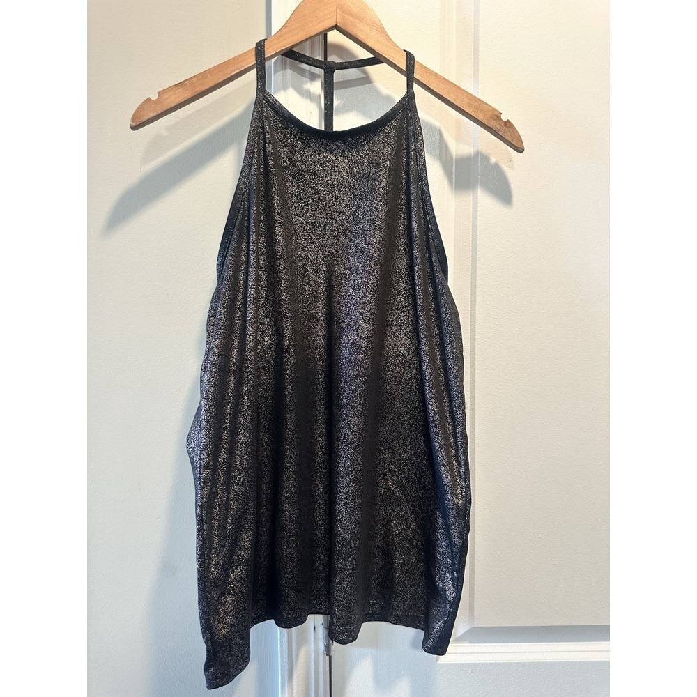 Fabletics Black/rose Gold Glitter Tank Loose Small
